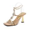 Wind Fairy Rhinestone Straps Vacation Wind Bohemian with Skirt High Heels Sandals