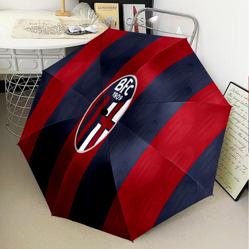 Bologna Crest Design Automatic Folding Umbrella - 8-Rib Travel Umbrella with Auto Open/Close & Portable Gifts for holidays or birthdays
