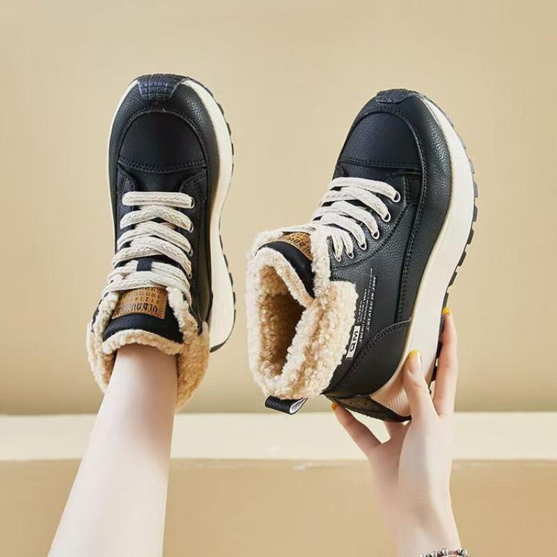 High-top cotton shoes platform dad shoes winter new fashion short boots waterproof and non-slip piled thickened snow boots