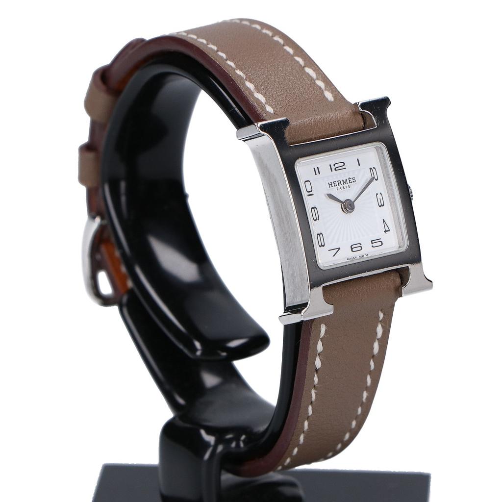 Hermes [Excellent Condition] HH1.110 U Stamp H Watch Mini White Dial Quartz Watches 0.8" Silver/EtoupUsed
