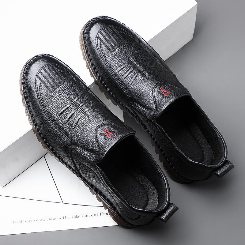 Spring New Men's Casual Shoes Soft Sole Soft Surface Leather Shoes Dad Men's Shoes Handmade Single Shoes