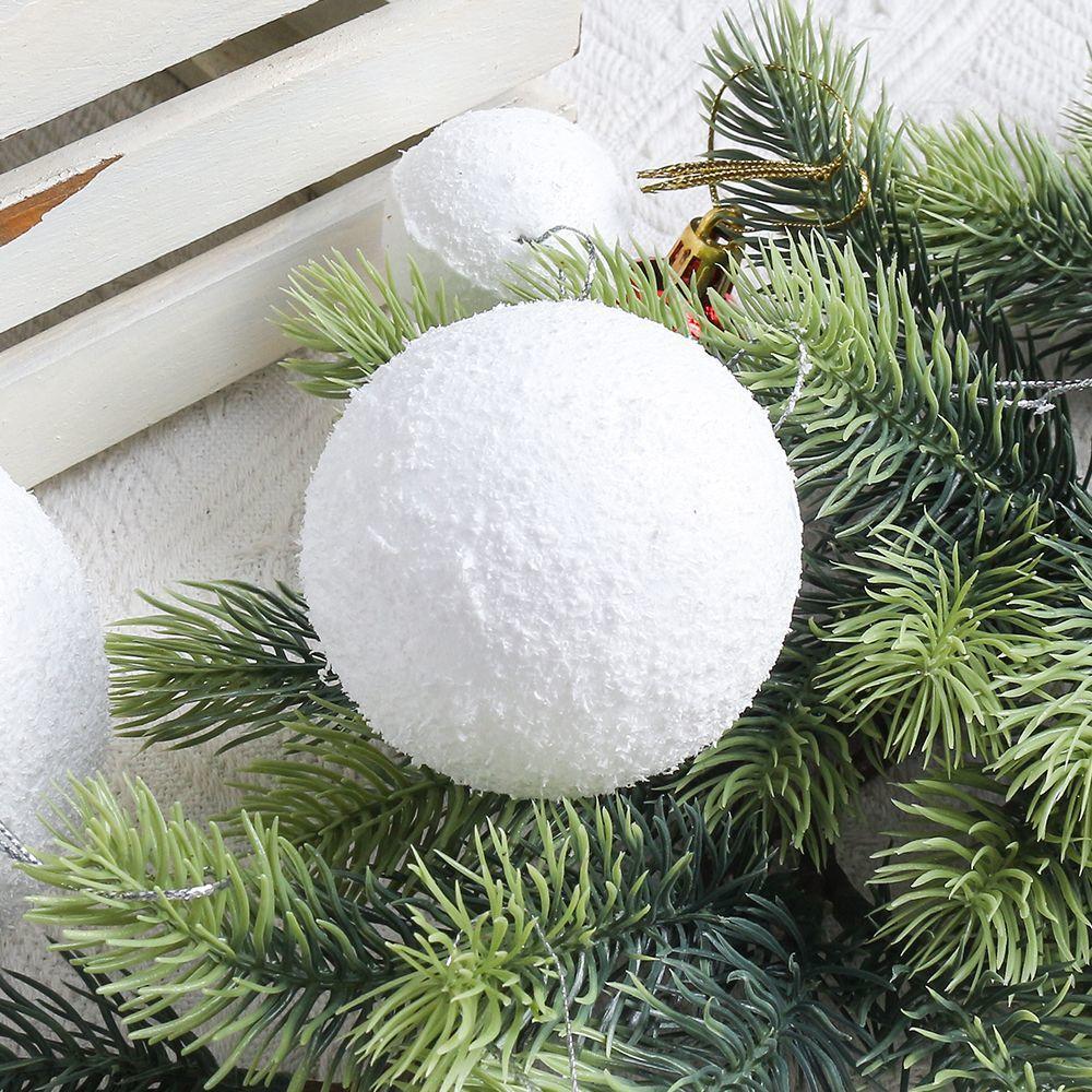 60/6Pcs White Foam Ball Christmas Tree Round Hanging Ornaments for Christmas Holiday Wedding New Year Party Home Decoration Ball