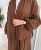 In-Stock Summer Fashion: Women's Crinkled Puff Sleeve Long Sleeve Muslim Apparel Skirt Set