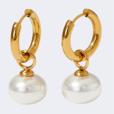 Elegantiški retro perlų pakabukai auskarai: 18K auksu dengtas titano plienas, prancūziško stiliaus moterims