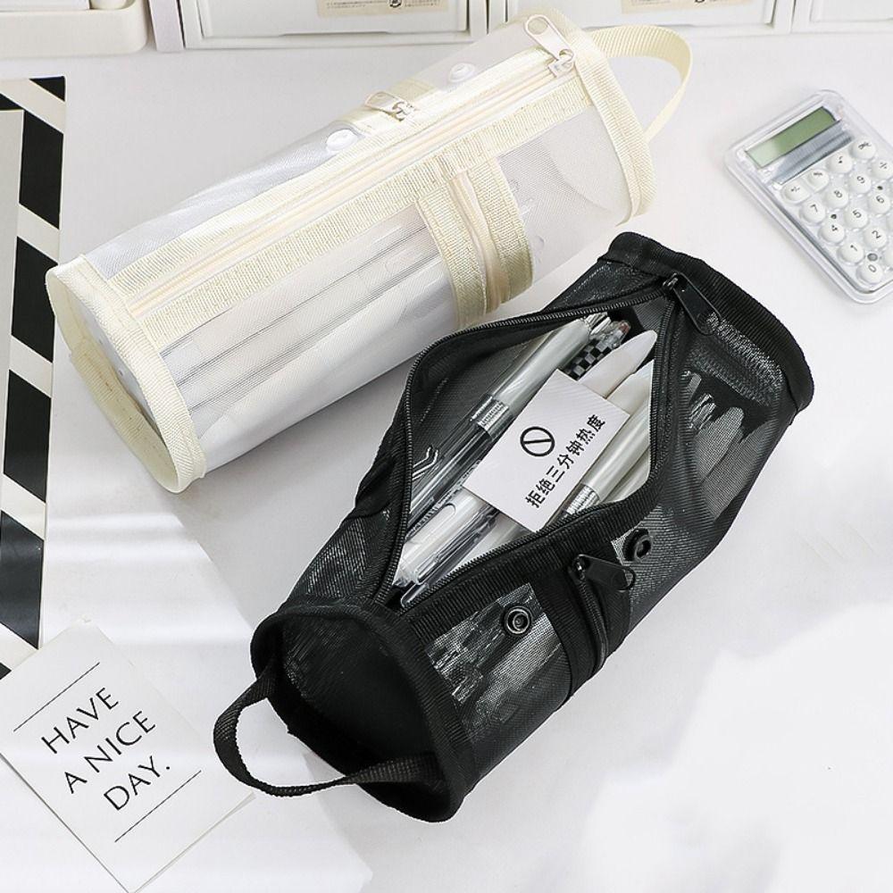 Large Capacity Mesh Pencil Case Simple Stationery Storage Organizer  School Supplies