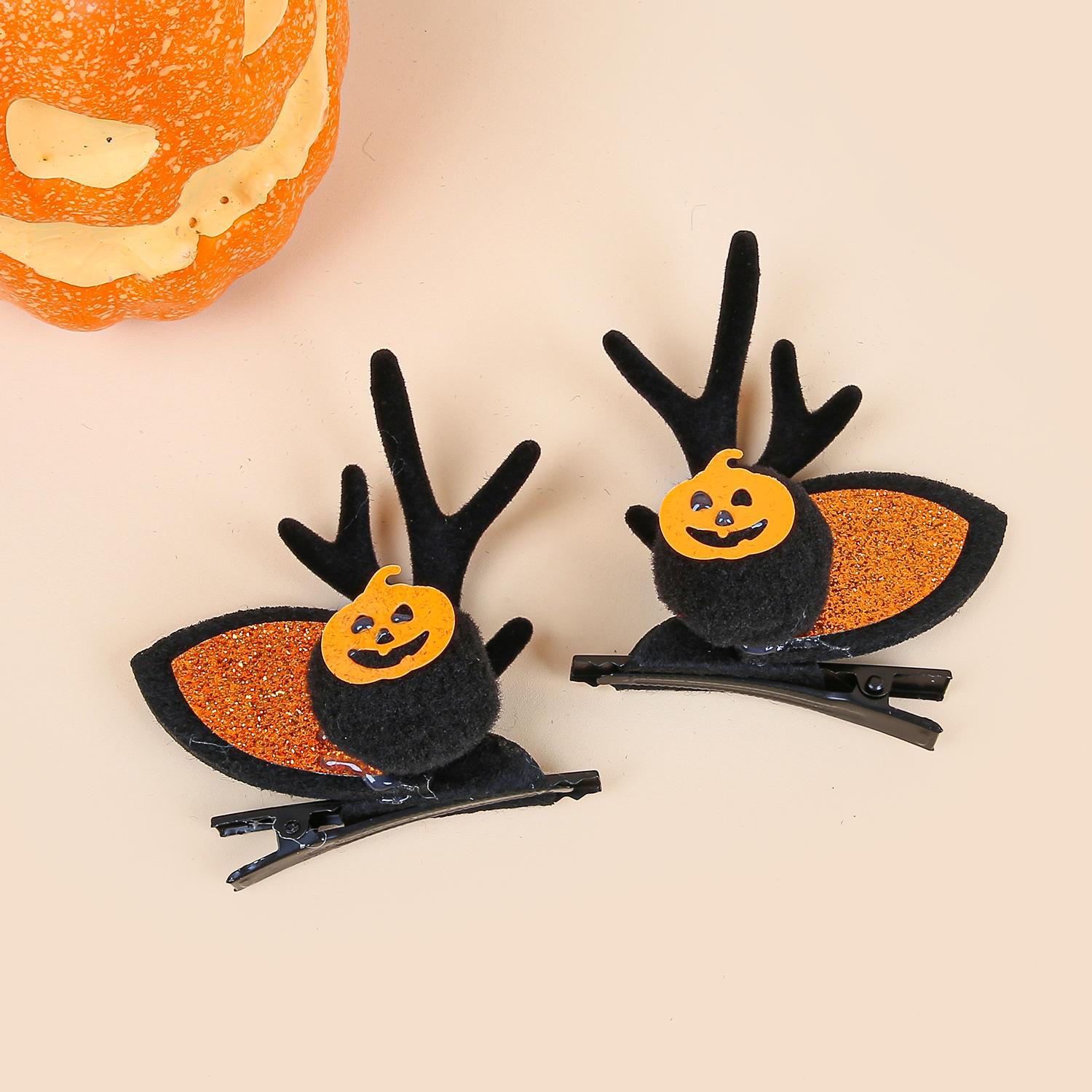 

2pcs Kids Halloween Hair Clips Pumpkin Hairpins Clips Girls Festival Party Antler Barrettes Hair Clips Children Hair Accessories