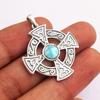 Larimar Gemstone Solid 925 Sterling Silver Maltese Cross Pendant Artistic Jewelry