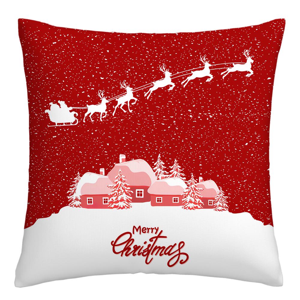 Happy New Year Christmas Decorations Printed Cushion Cover Home Living Room Sofa Decoration Square Pillowcase 45x45cm