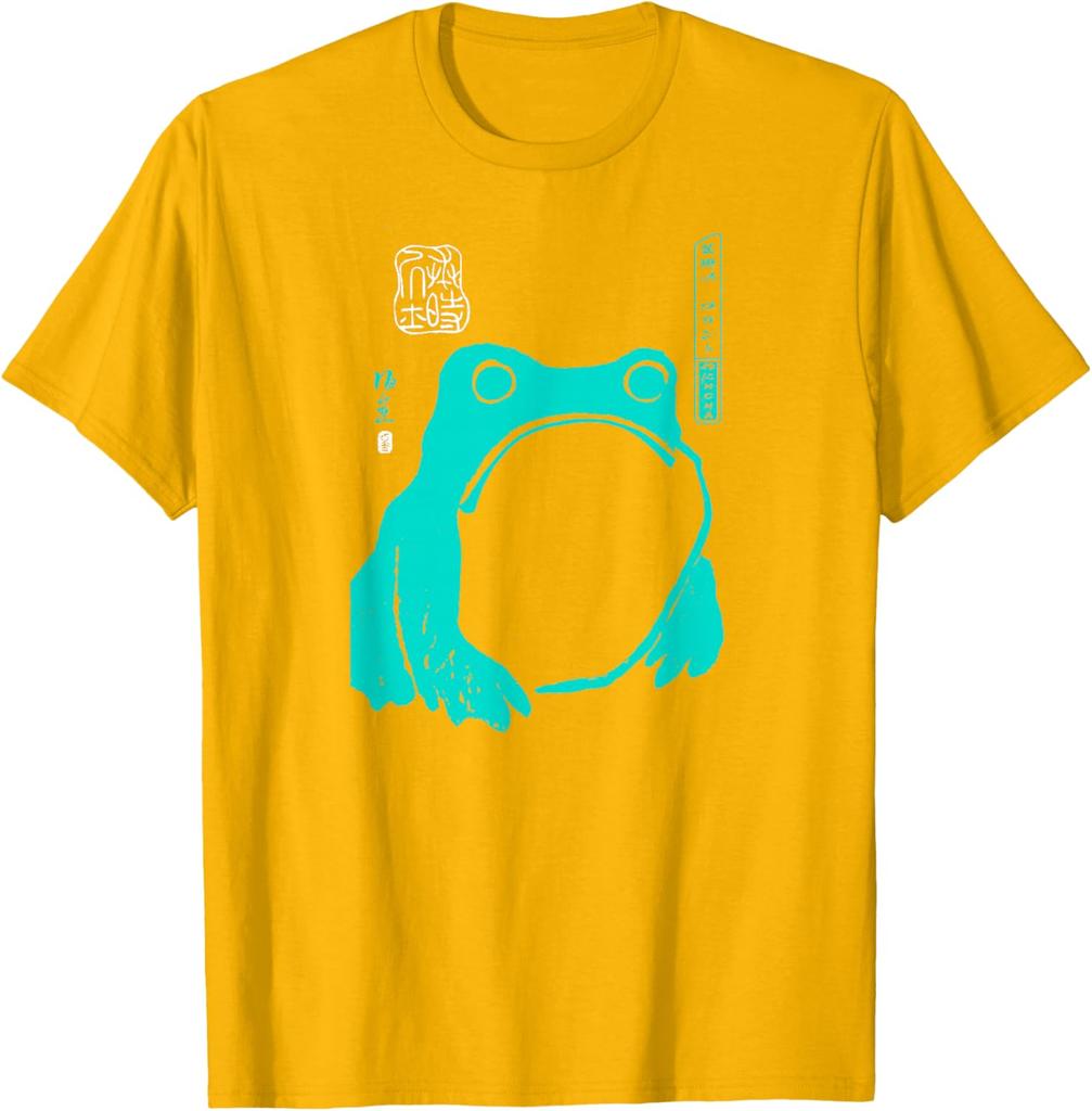 Japanese Frog Art Graphic Tee Vintage Sumie Ink Style Casual Cotton TShirt