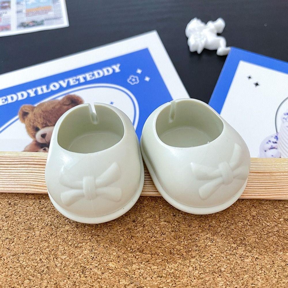 1Pair with Bowknot Pattern Round Toe Shoes Colorful Children Toys Gifts 20cm Cotton Doll Shoes