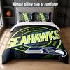 Seattle Seahawks Design Bed Bedding Set 1 Duvet Cover + 2 Pillowcases Soft Breathable Household Bed Linens