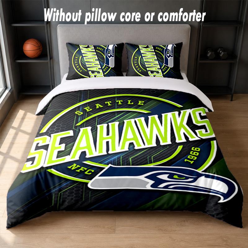 Seattle Seahawks Design Bed Bedding Set 1 Duvet Cover + 2 Pillowcases Soft Breathable Household Bed Linens