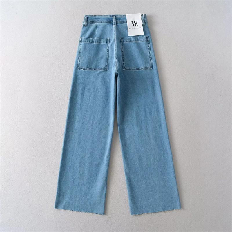 American-Style High-Waisted Stretchy Micro-Flare Jeans for Women - Spring/Autumn Wide-Leg Pants