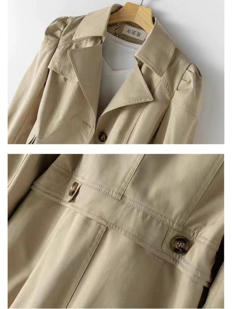 Płaszcz trenczowy damski dwuwarstwowy w stylu brytyjskim slim na wiosnę/jesień 2025
