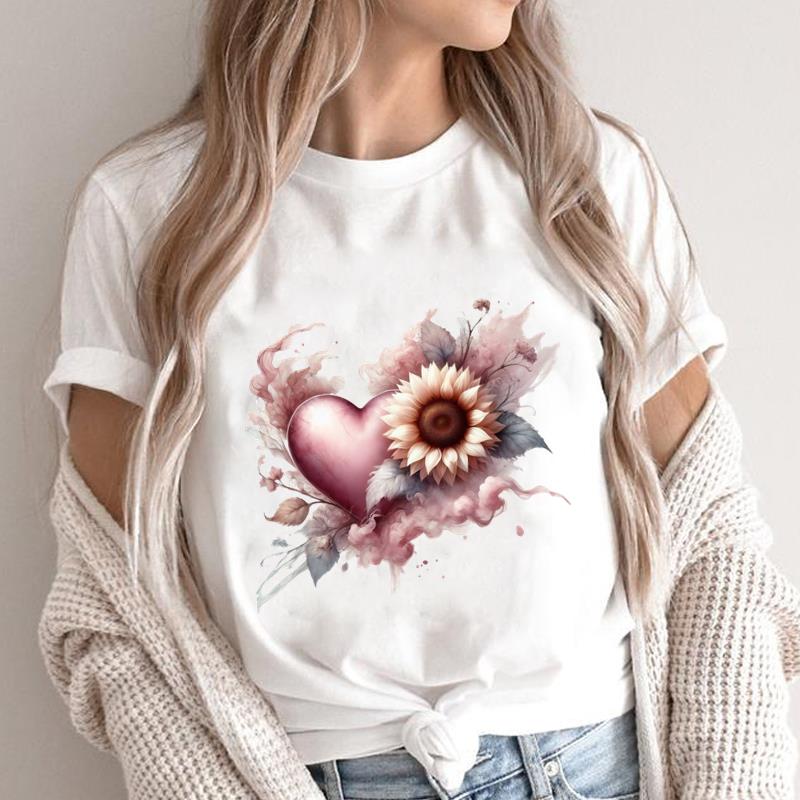(Asian Size) Print Short Sleeve T-shirts butterfly style Fashion Female Casual Women's Top T Clothing O-neck Graphic Tee