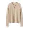 Women's 100% Cashmere Round Neck Cardigan Sweater - Autumn/Winter Style, Solid Color, Versatile & Gentle Knit