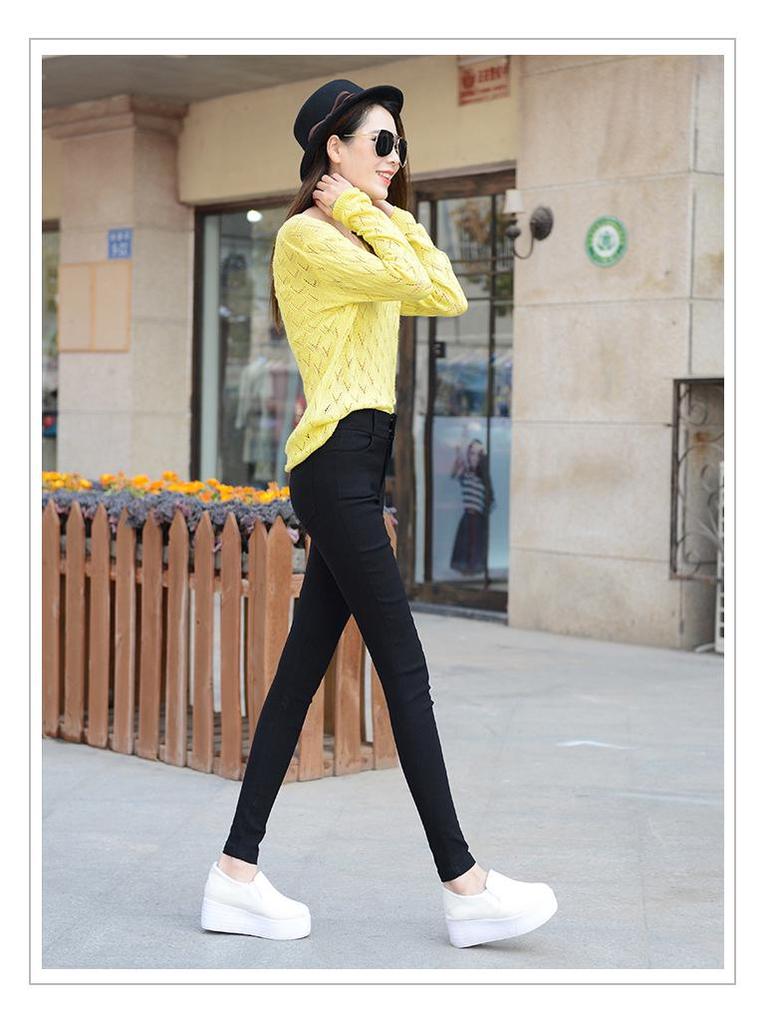 2023 Herbst Damen Schlanke Hohe Taille Schwarze Leggings Bleistifthosen