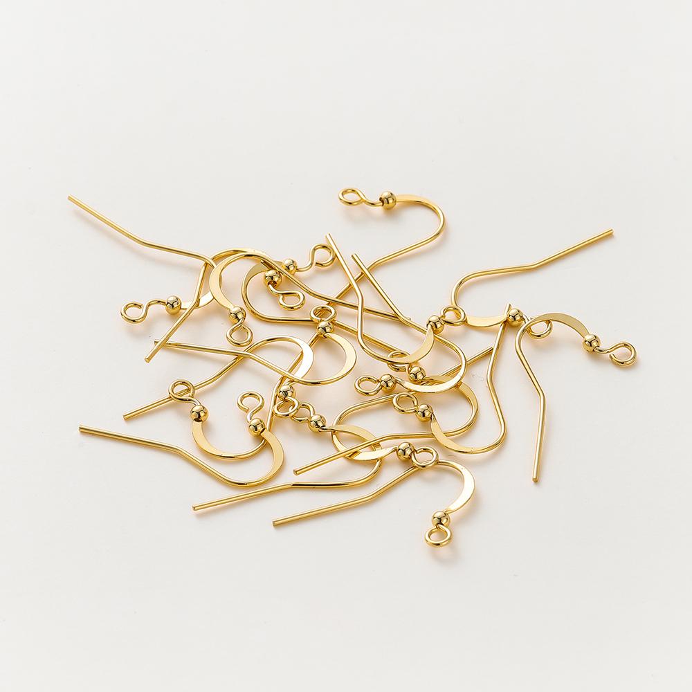 20pcs/lot 14K/18K Gold Plated Brass Earring Hook Clasps Pendant Charms Ear Wire Fitting DIY Jewellery Making Accessories