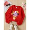 European sizes Girls' Crewneck Sweatshirt - Ice Cream Cone with Fruits & Berries, Soft Comfy Sportswear for Children & Teens