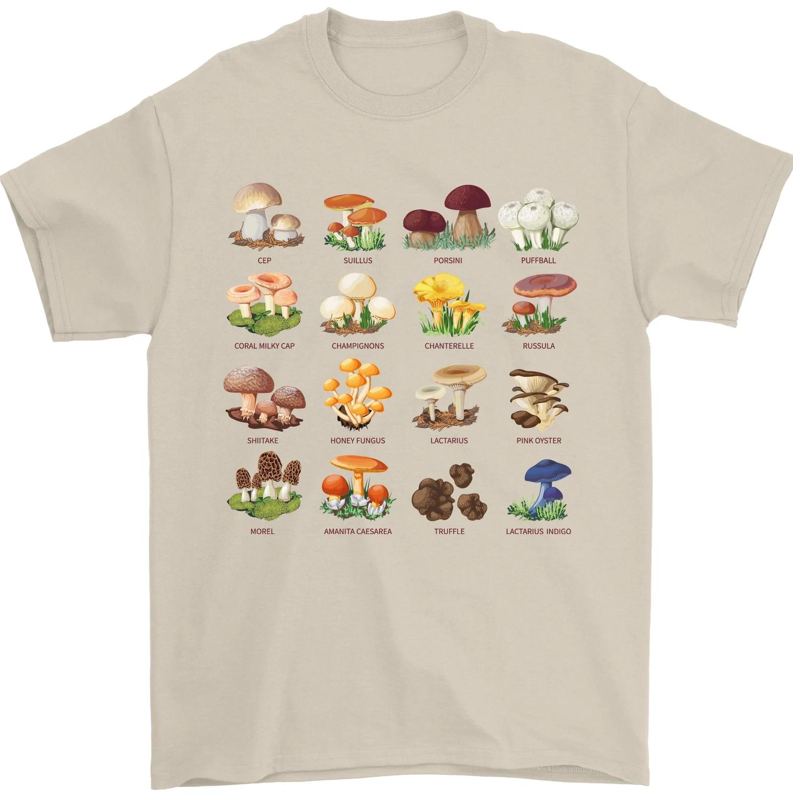 Mushroom Species Mens T-Shirt 100% Cotton XL