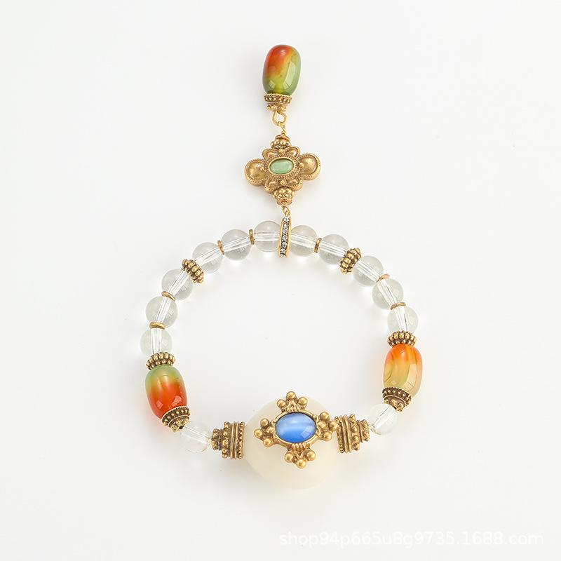 Vintage Retro Bee Glass Bead Bracelet for Women - Summer Non-Fading Style