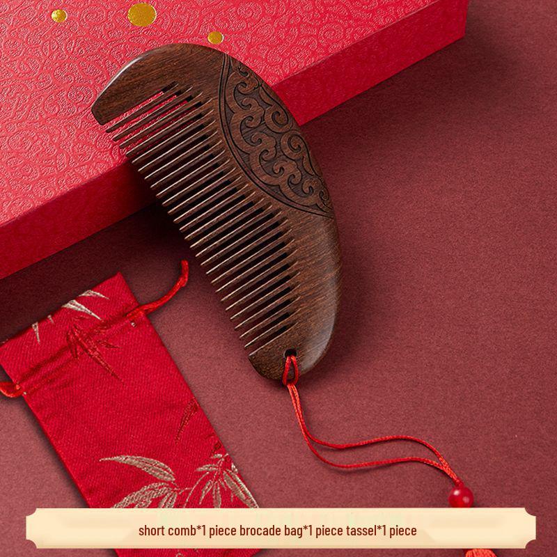 Red Wedding Comb Set for Brides - Elegant Mirror and Hair Combs