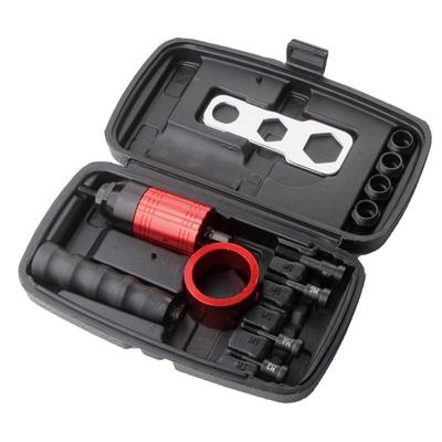 Electric Rivet Tool Adapter Kit for Cordless Drill with 5 Mandrels Handle and Wrench Ensures Secure and Efficient Nut Connection
