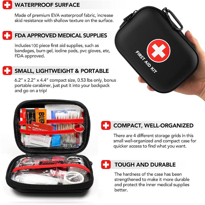 Portable PU Leather First Aid Kit - Multifunctional Zipper Medical Bag for Outdoor and Household Use