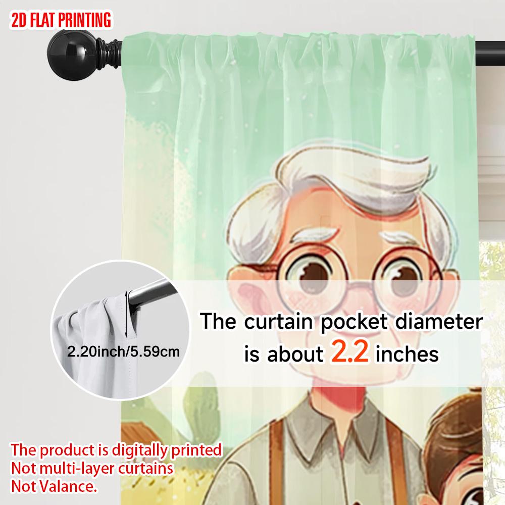 2pcs, plane printing Popular Curtain Panels Enchanting Grandparents1 Versatile 100% Polyester (without rod) Versatile All