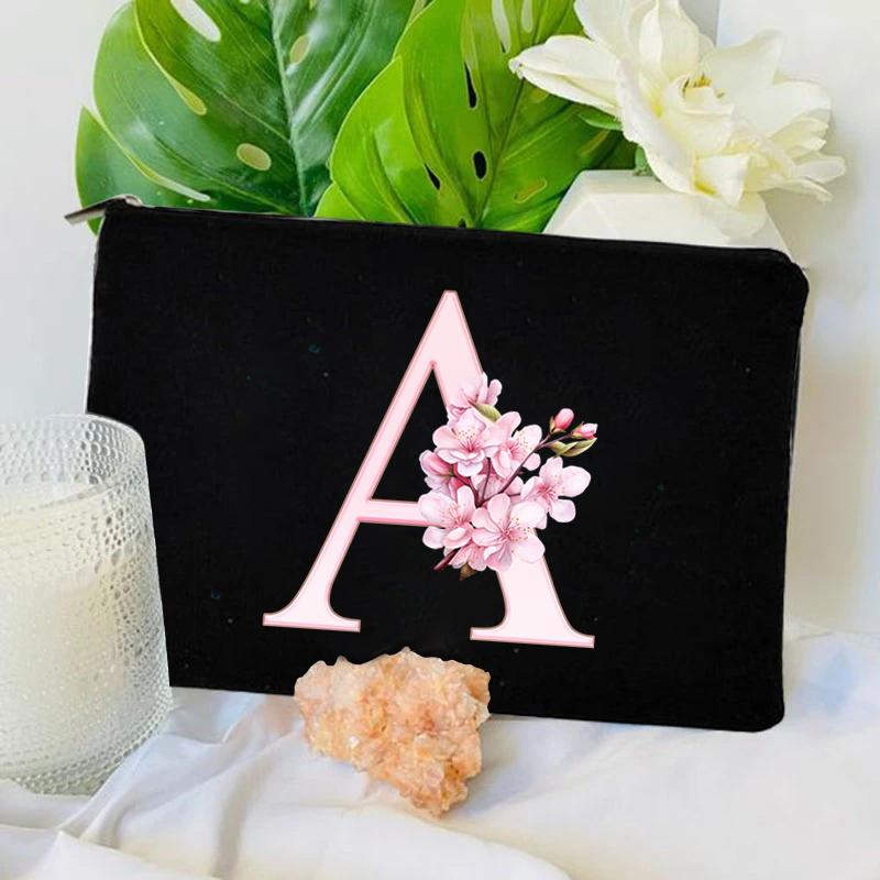 

Sakura Letter Series Makeup Pouch Bags A-Z Initial Make Up Cosmetic Organizer Girl Travel Toilet Clutch Wedding Bridesmaid Gifts
