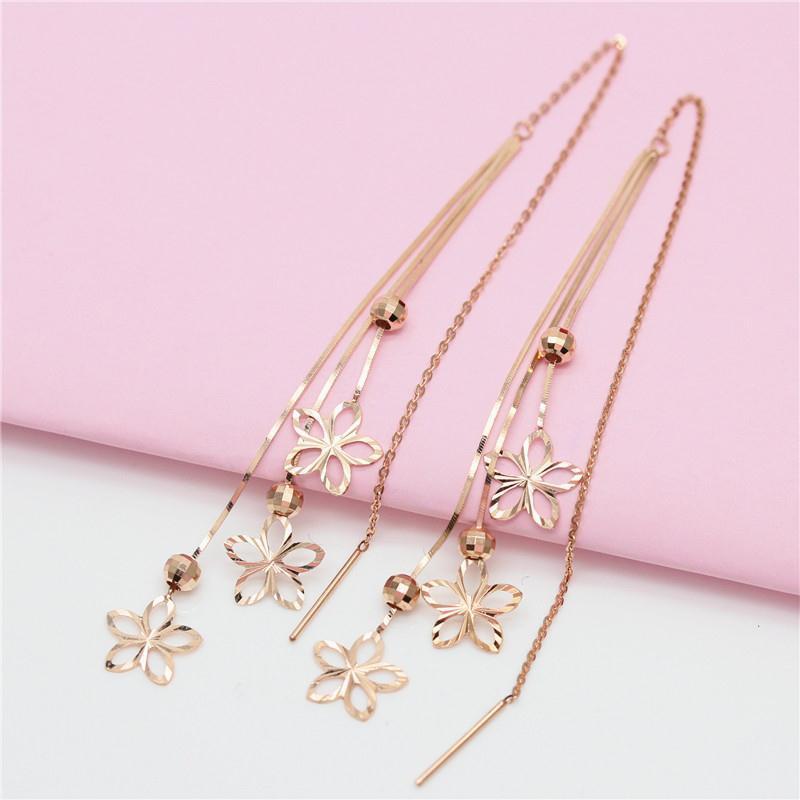 Exquisite Russian Purple Gold Tassel Hollow Flower Earline Women S Fashion Temperament Wind Advanced Sense Rose Gold Plated Earrings