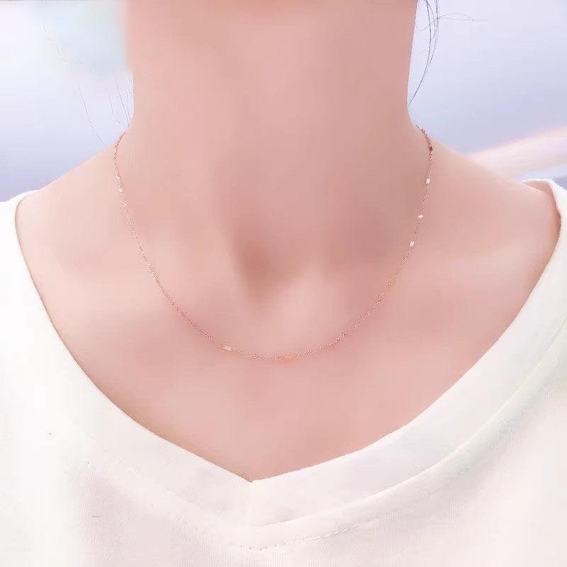 Exquisite Pure Russian Purple Gold Color Gold Plated Rose Gold New Water Ripple Sequined Neck Chain Ethnic Style Collarbone Chain