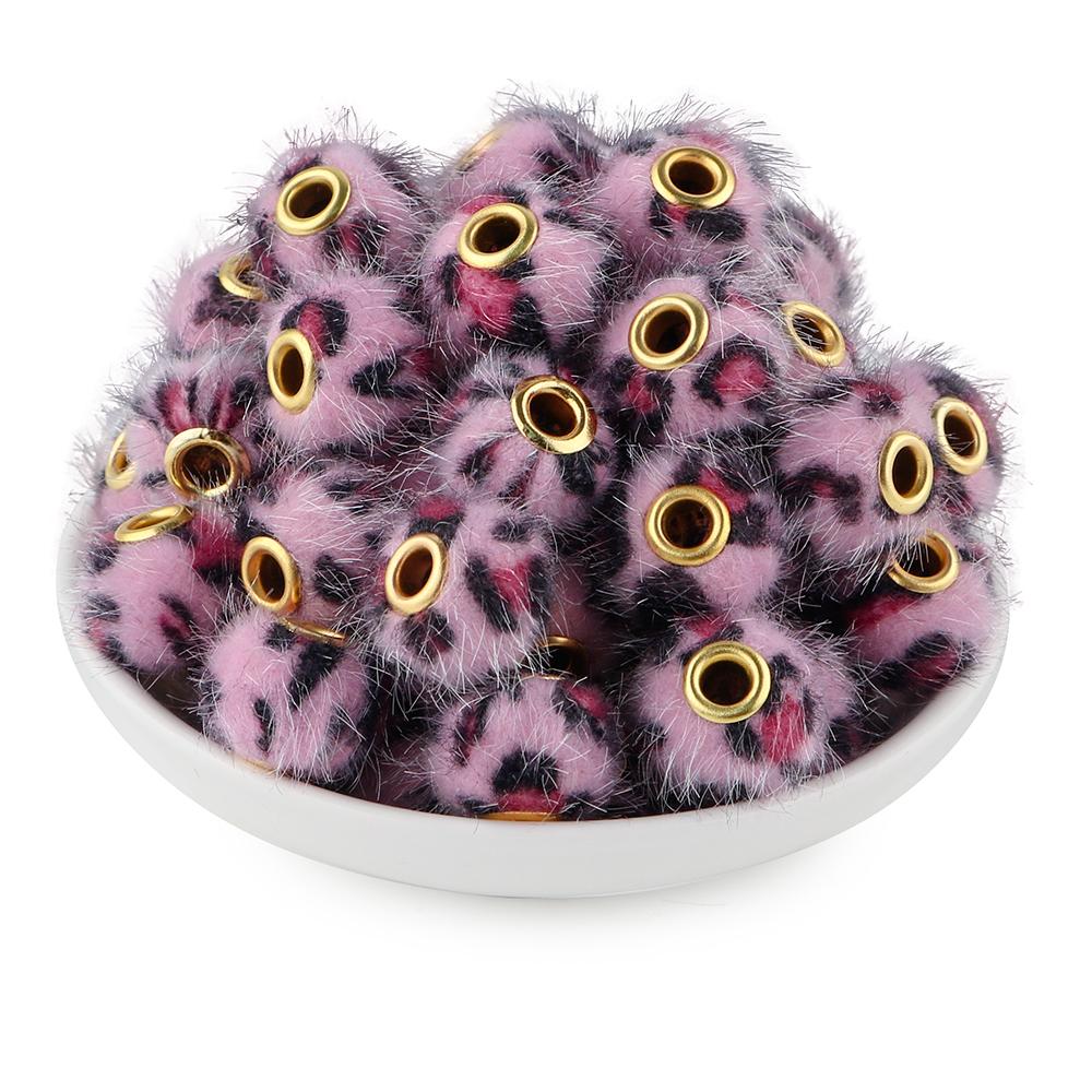 20Pcs/lot 20MM Pompom Beads Plush Fur Covered Ball Bead Charms Straight Hole Big Hole Spacer Beads For Handmade Jewelry Access