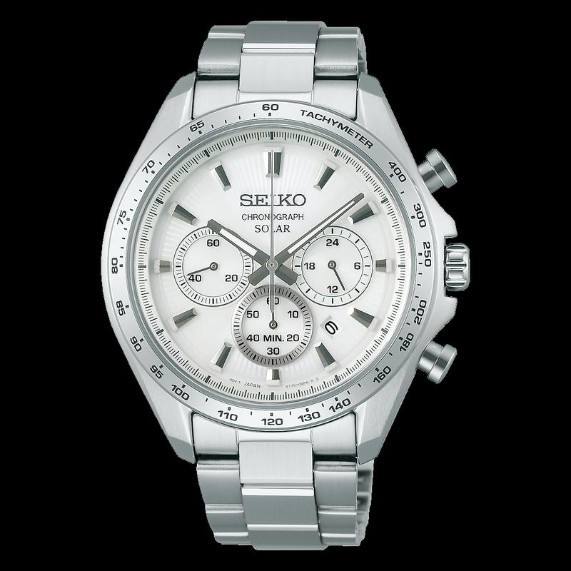 

SEIKO S series 100 meters waterproof date display solar Quartz Steel Strap 42.2mm men s watch white dial SBPY179 синій