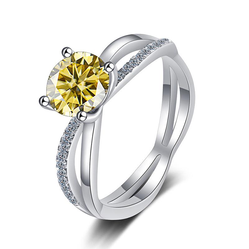 Bague Ringen S925 Sterling Silver Luxury Jewelry 1 Carat D Color Moissanite Diamond Ring For Wedding Four Claw Cross Hollow Rings