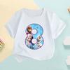 Frozen Elsa Anna Princess Number Bow Print Kids Tshirt Girls Clothes 1 2 3 4 5 6 7 8 9 Years Birthday Baby Boys T-Shirts,HKP2453