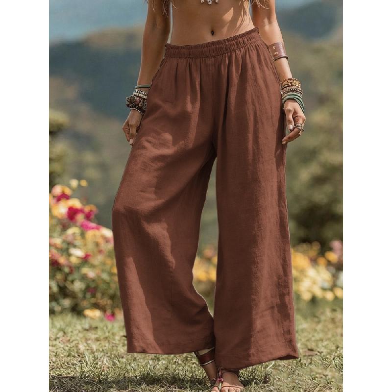 2026 Spring/Summer New Solid Color Loose Casual Wide-Leg Pants for Women, Breathable Long Pants