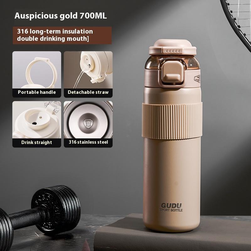 

Gianxi Insulated Cup Student Water Cup Straw Cup Large Capacity Water Bottle Tumbler Thermal Water Bottle Cold Insulation Bottle 700ml золотистый