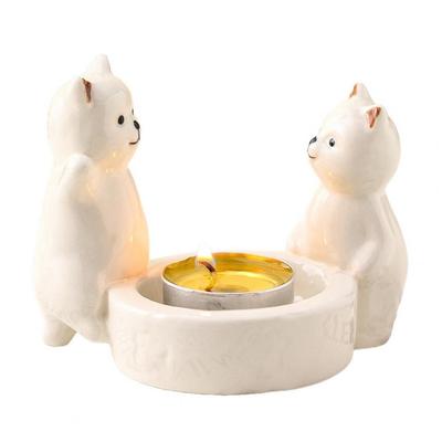 Birthday Gift Idea Ceramic Kitten Candlestick Holder Adorable Desktop Decoration for Birthday Parties Versatile