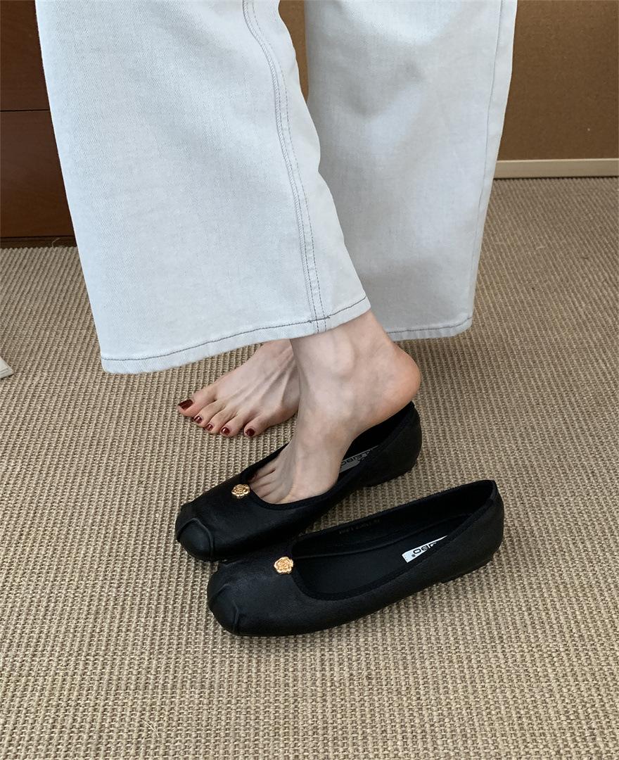 Балетки одинарные женские туфли 2025 новая весна универсальные Мэри Джейн нежные вечерние туфли 35 чёрный