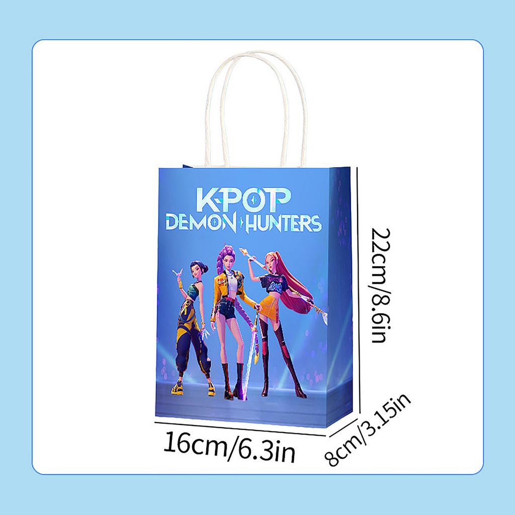 Kpop Dämonenjäger Party Geschenktüten Partyzubehör Cartoon Süßigkeitentüten Tragetaschen Geschenktüten Papierpackungen Geburtstagsfeier Deko