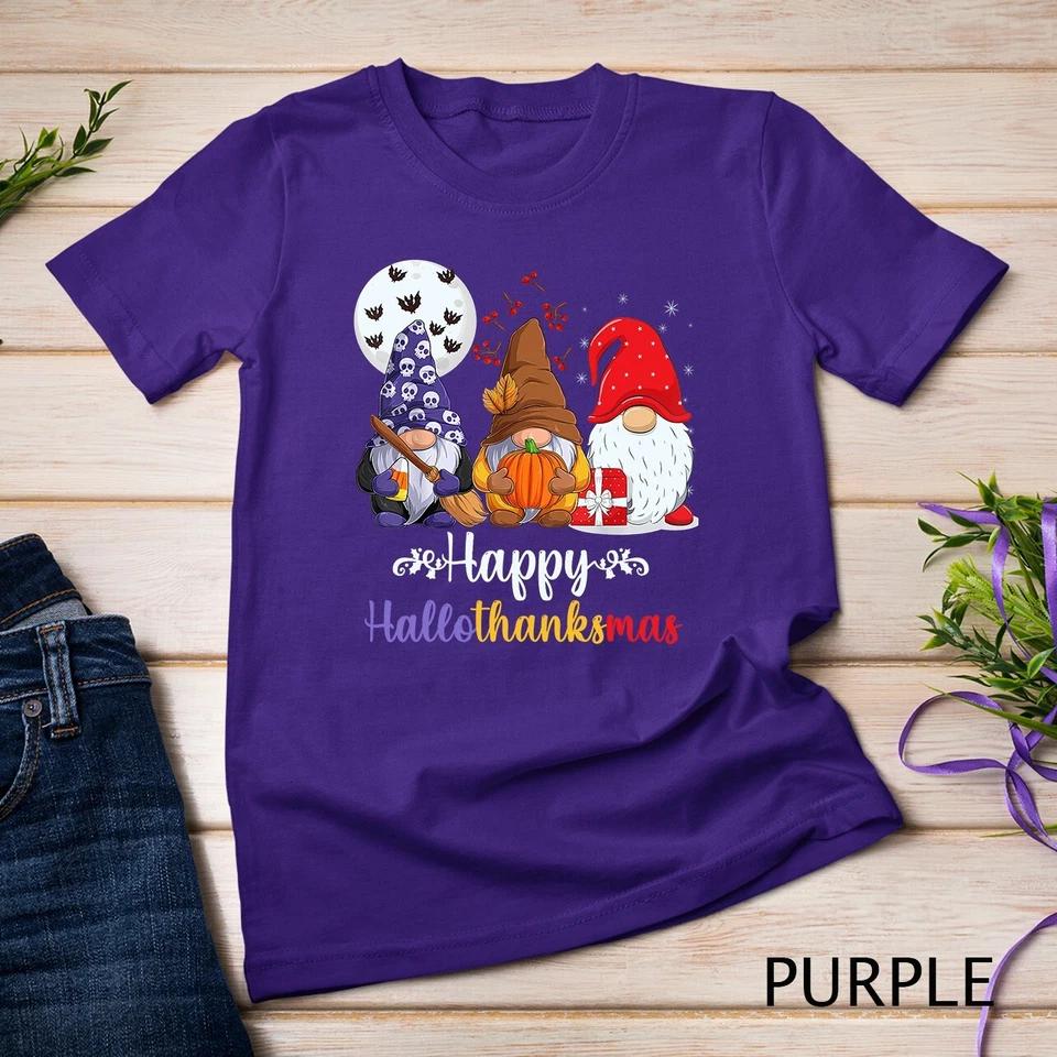 Happy HalloThanksMas Gnomes Unisex T-shirt 5 XL