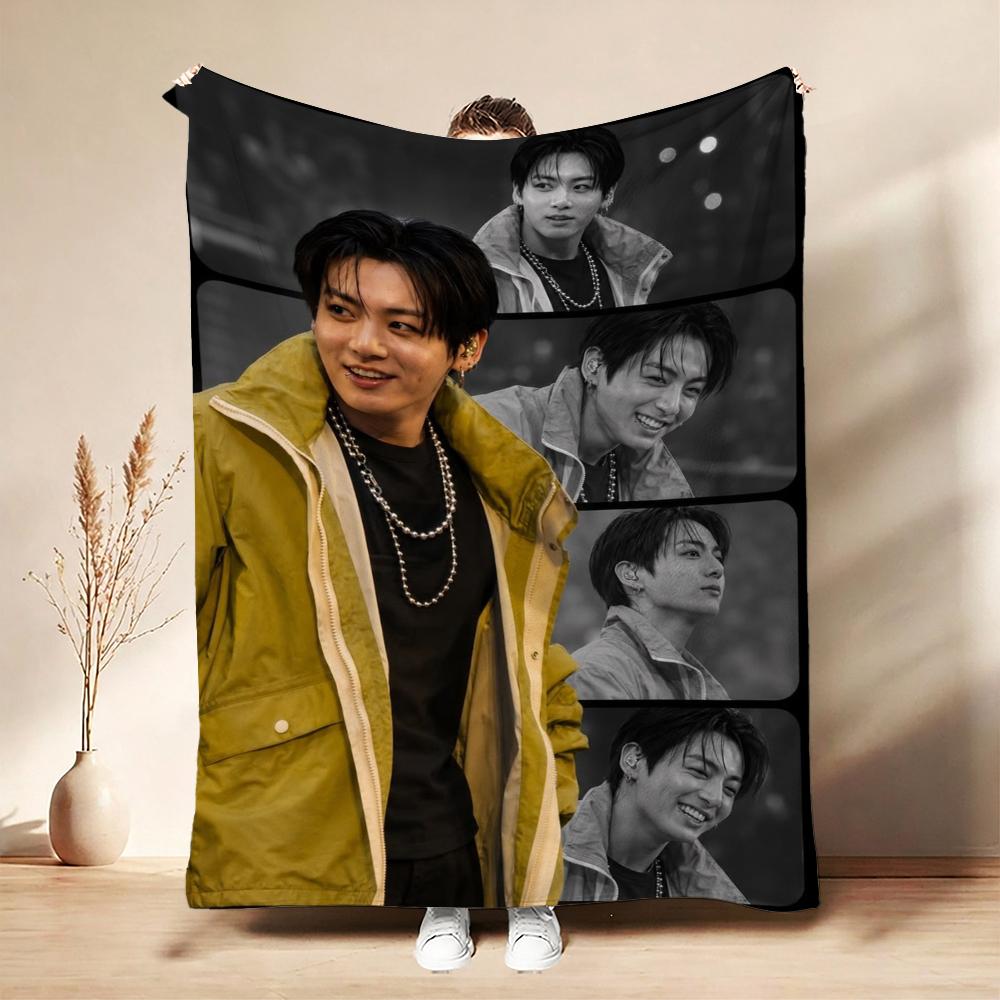 Stylish Man Yellow Jacket Portrait Pattern Blanket Warm Comfortable Fleece Blanket For Living Room Office Nap Lightweight Home Decor Halloween Gift