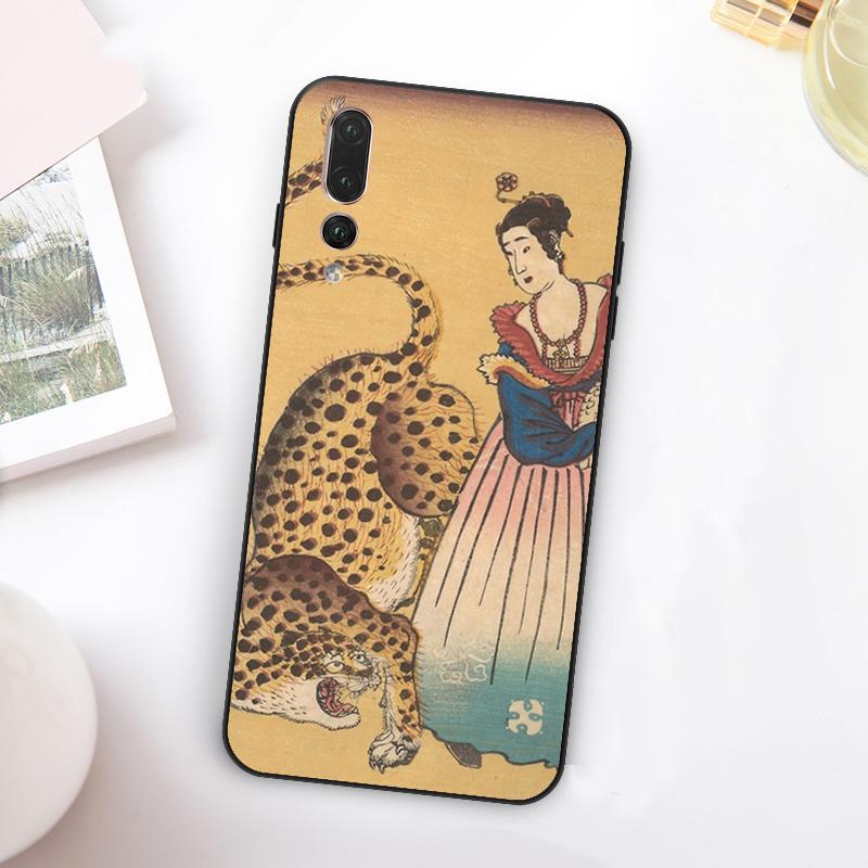 Japanese Ukiyo-e Art Panther Tiger For Huawei Nova Y73 Y72 Y90 Y70 Y60 Y91 Y61 12s 12i 11i 8i 9 10 SE P60 P30 Pro P40 Lite Case