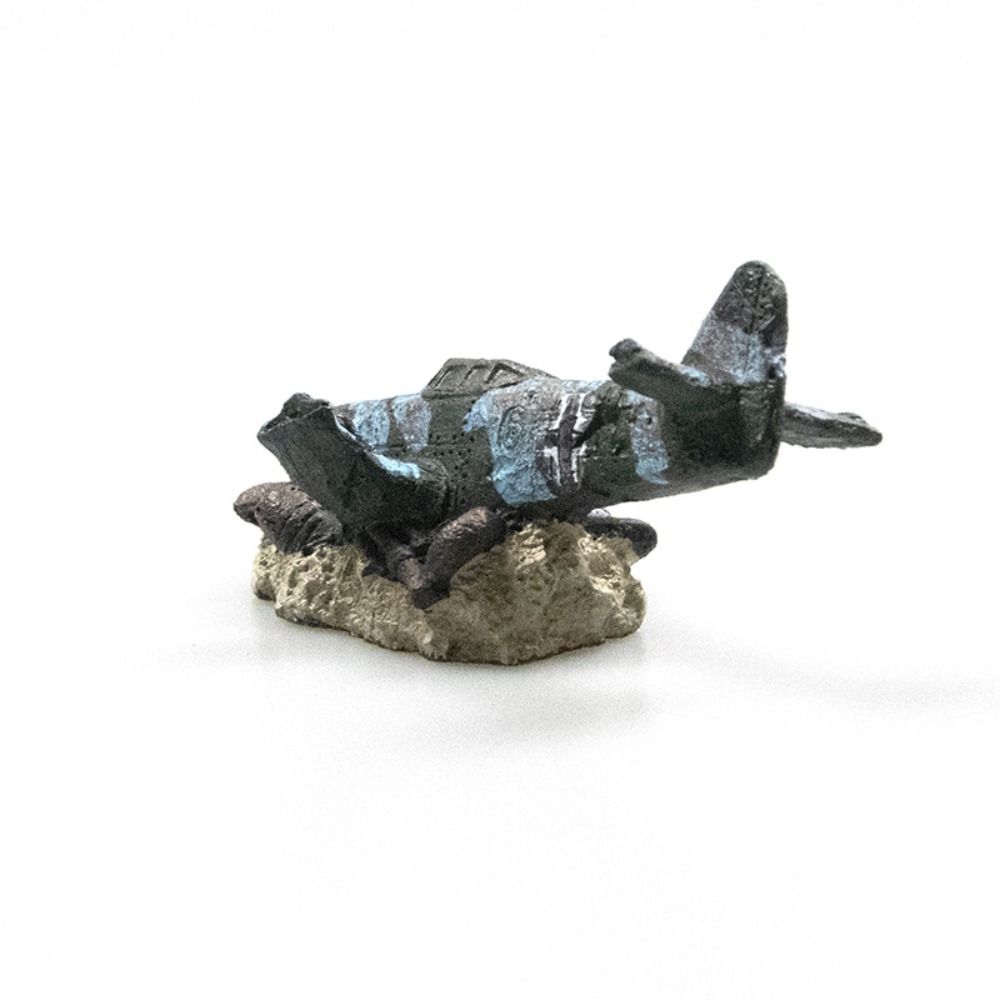 Craft Airplane Wreck Aquarium Ornament Miniature Desktop Knick-knack Aquarium