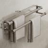 Bathroom Towel Rack Gun Gray Double Rod Punch-free Bathroom Towel Rack Space Aluminum Light Luxury Bath Towel Storage Rack