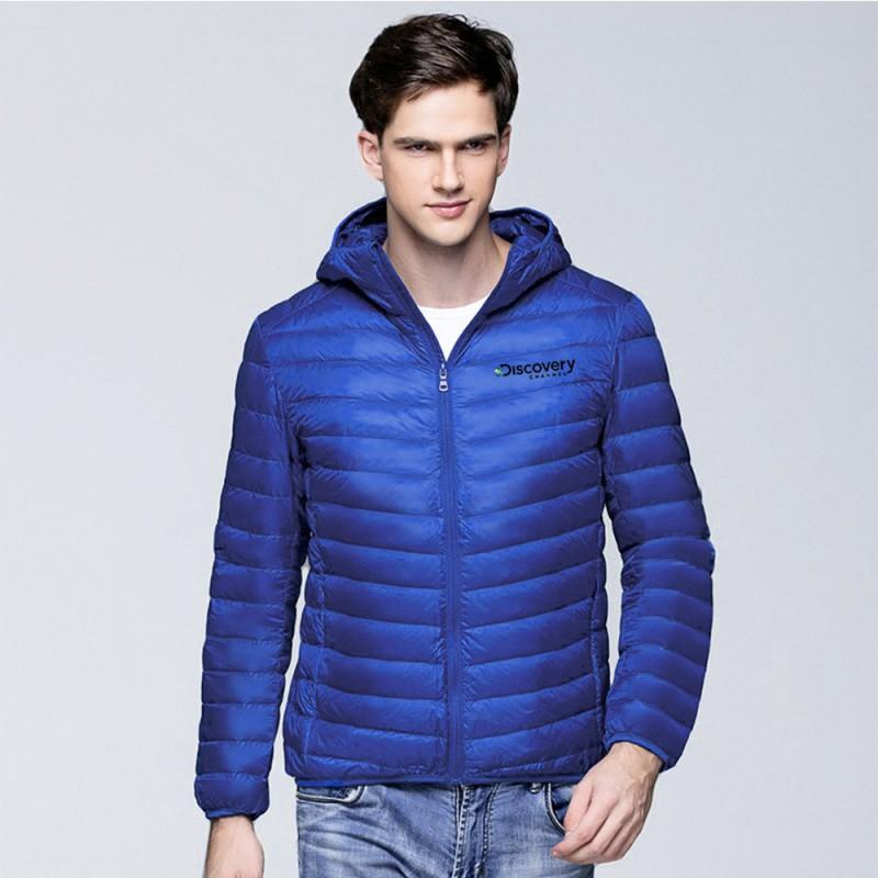 Mens Lightweight Hooded Stand Collar Short Cotton Jacket Casual Winter Portable Coat