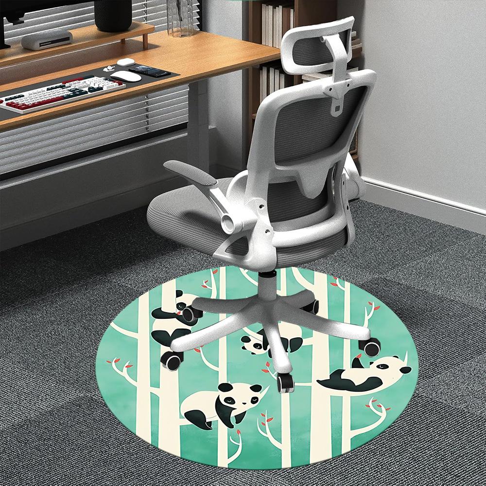 1pc Panda Forest Office Round Area Rug, Indoor Mat Suitable ForOffice, Under Office Chairs Bedroom Living Room Home Decor, D138