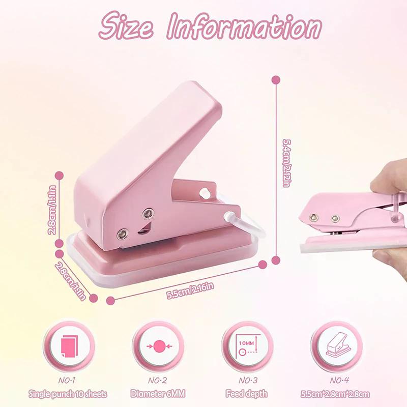 Mini 1 Hole Punch Portable Round Paper Puncher Cute Kawaii Paper Cutter Office School Stationery Supplies