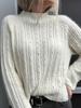 Women's Slim Fit Hollow Knit Long Sleeve Pullover Sweater with Half High Collar